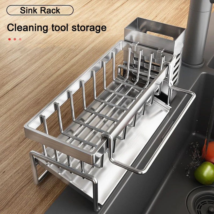 Stainless Steel Sink Organizer & Drain Rack - Kitchen Countertop Storage