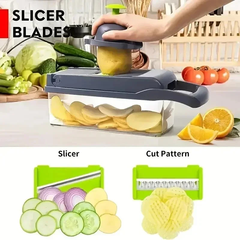 16-Piece Multifunctional Vegetable Chopper & Slicer - All-In-One Kitchen Prep Tool