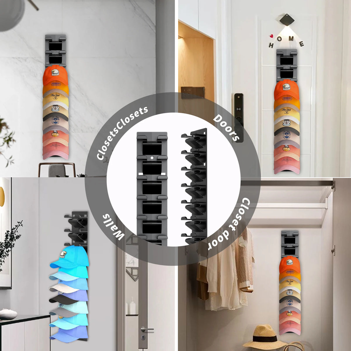 Wall-Mounted Hat Organizer - 2-Piece Set | Holds Up to 20 Caps