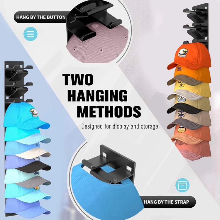 Wall-Mounted Hat Organizer - 2-Piece Set | Holds Up to 20 Caps